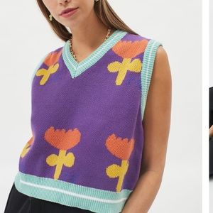Love + harmony floral sweater vest tulip